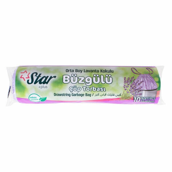 StarPlus Çöp Poşeti Büzgülü Orta Ebat 55X60 Lavanta Kokulu Lila