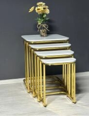 Alfa Sehpa 4'Lü Tekerlekli No:3 - Gold