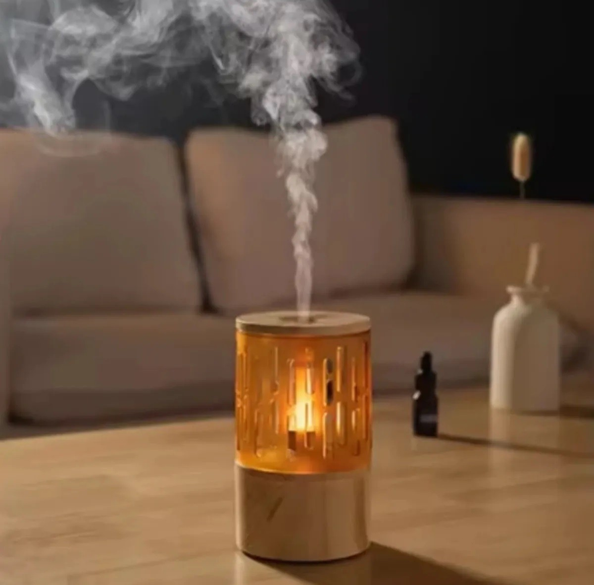 Blic Bhu-10 Hava Nemlendirici Mum Işığı Görünümlü 125 Ml (Buhardanlık-Koku Makinesi) Ahşap
