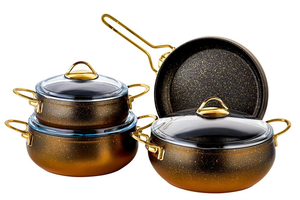 Cvs Granit Tencere Seti Metal Saplı 7 Prç Gold