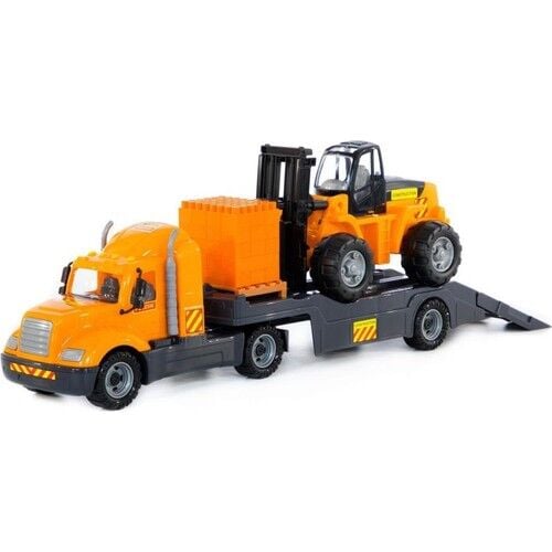 Polesei Mike Taşıyıcı + Forklift + Yapı Seti Süper Miks 30 Parça Turuncu