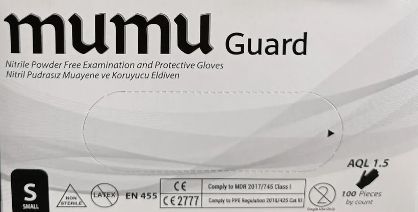 Mumu Guard Pudrasız  Nitril Muayene Eldiven 100 Adet
