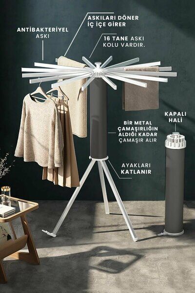 Plasline Ahtapot Kurutmalık 360° 16 Kollu