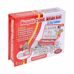 DiyToy-Taba Manyetik Tablet Alfabe Seti-Yazı Tahtası 97 Parça Karışık Renkli
