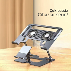 Venandin Cooldock Bilgisayar Telefon Tutucu Yükseltici Stand Siyah