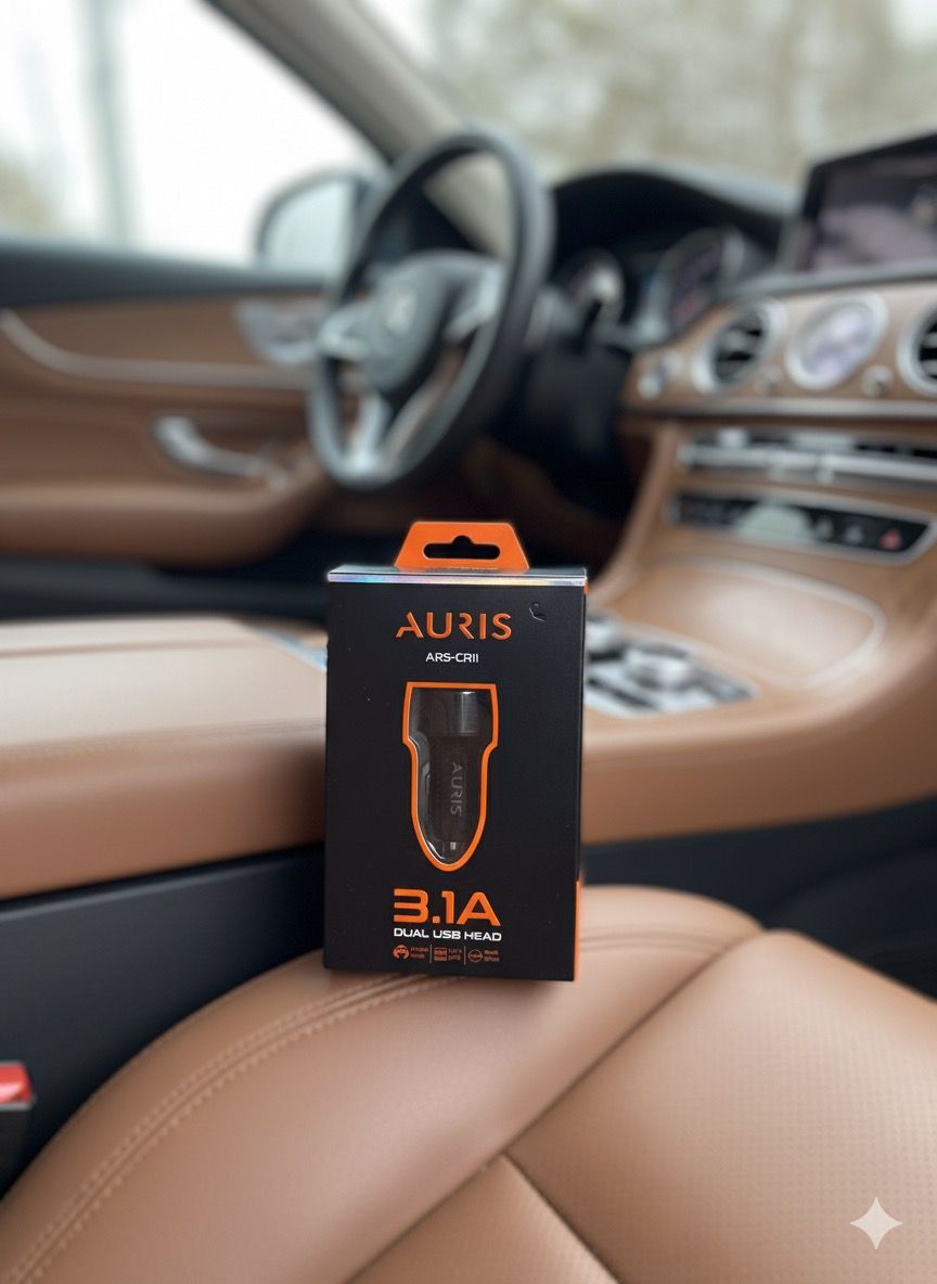 Auris Şarj Başlık Araç Adaptör USB 3.1 A Dual Siyah