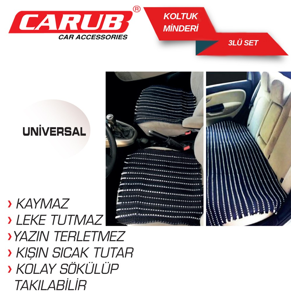 Carub Oto Koltuk Minderi Seti 3 Lü Serme Üniversal