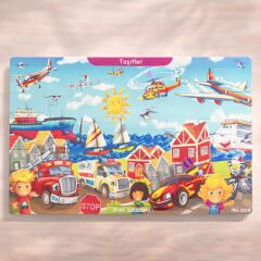 Inn Design 35 Parça Ahşap Puzzle Taşıtlar Karışık Renkli