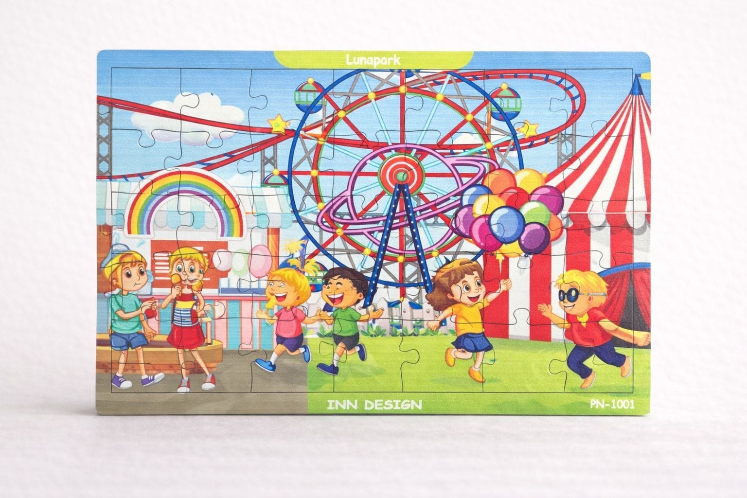 Inn Design 35 Parça Ahşap Puzzle Lunapark Karışık Renkli