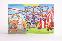 Inn Design 35 Parça Ahşap Puzzle Lunapark Karışık Renkli