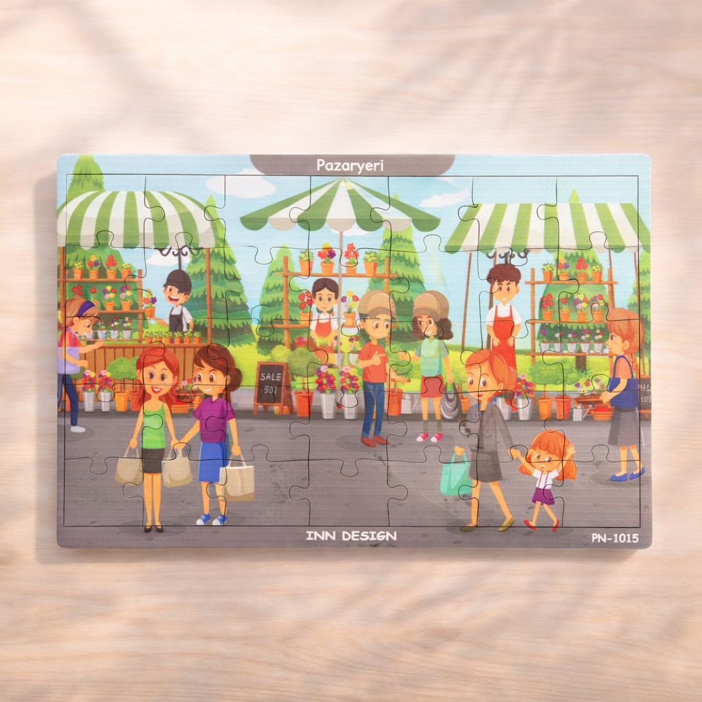 Inn Design 35 Parça Ahşap Puzzle Pazaryeri