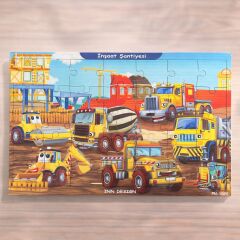 Inn Design 35 Parça Ahşap Puzzle İnşaat Şantiyesi Karışık Renkli
