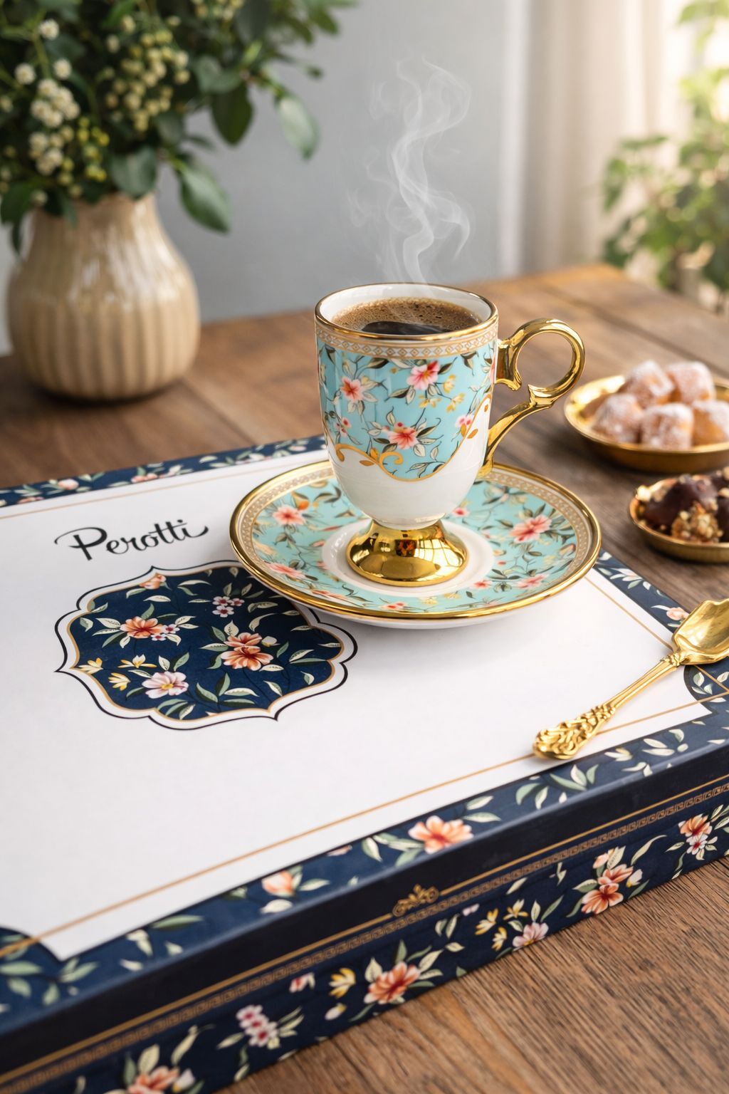 Perotti British Porselen 6 Lı Kahve Fincan Su Yeşili