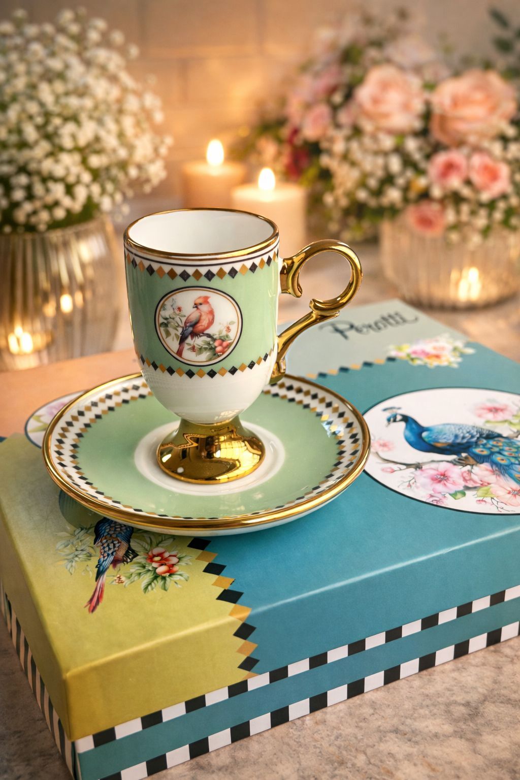 Perotti British Porselen 6 Lı Kahve Fincan Su Yeşili