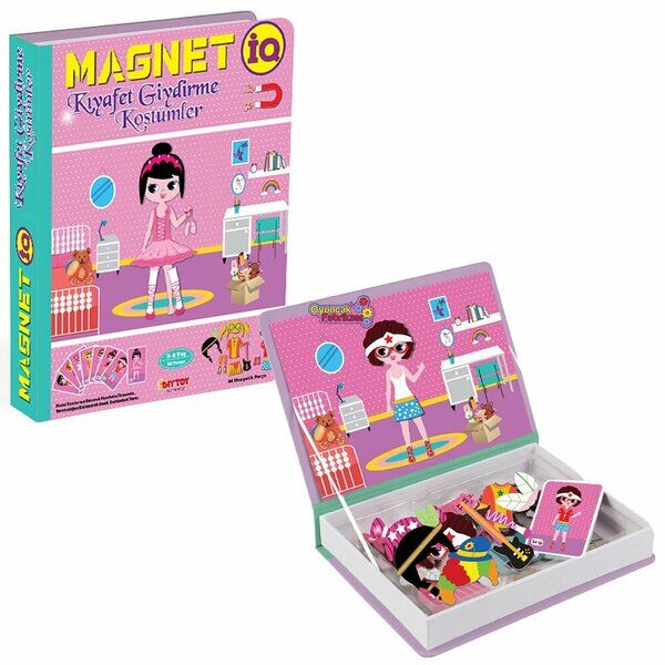 DiyToy-Taba Manyetik Kıyafet Giydirme Kostümler 52 Parça Karışık Renkli