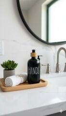 Bambu Kapaklı Sıvı Sabunluk 500 Ml Siyah