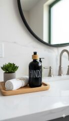 Bambu Kapaklı Sıvı Sabunluk 500 Ml Siyah