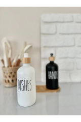 Bambu Kapaklı Sıvı Sabunluk 500 Ml Siyah