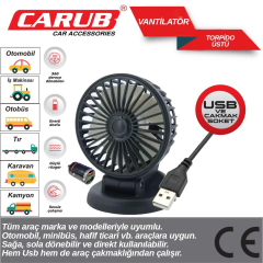 Carub Oto Vantilatör Torpido Üstü Usb Tekli