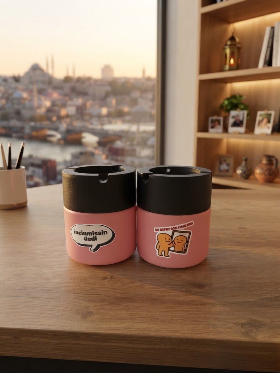Sasta Küllük Cam Lüks Orta Boy Pembe