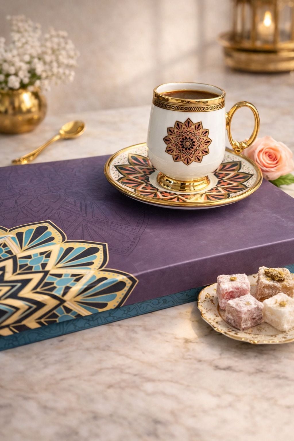 Perotti British Porselen 6 Lı Kahve Fincan Nar Çiçeği