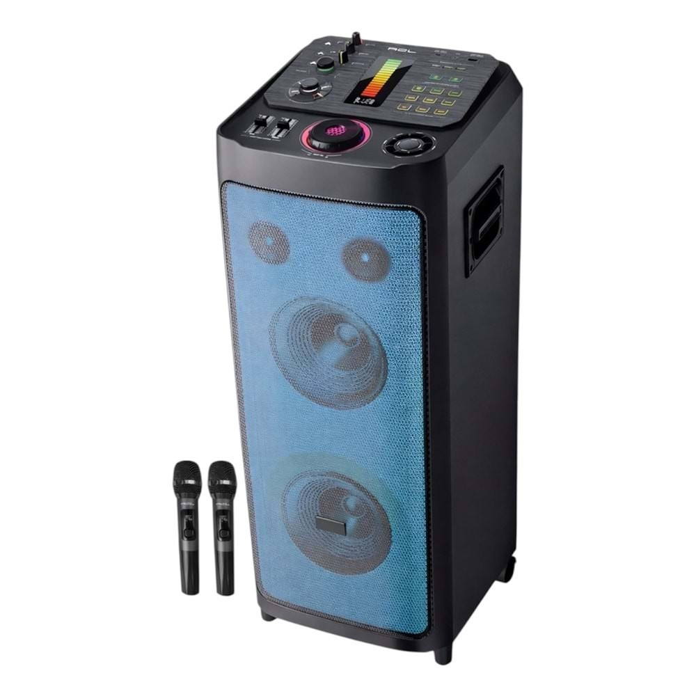 Acl Speaker Hopörlor Karaoke Mikrofonlu Bluetooth Party Boy 200 W 2  X 8 İnç Siyah