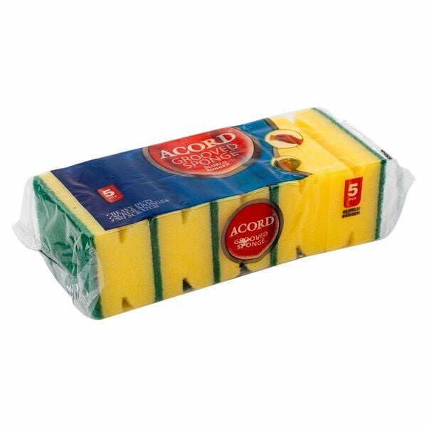 Acord Bulaşık Süngeri Oluklu 5 Li Sarı