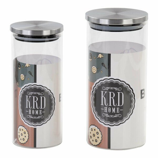 Krd Home Kavanoz Cam Borosilikat  Yuvarlak 2 Li Gümüş