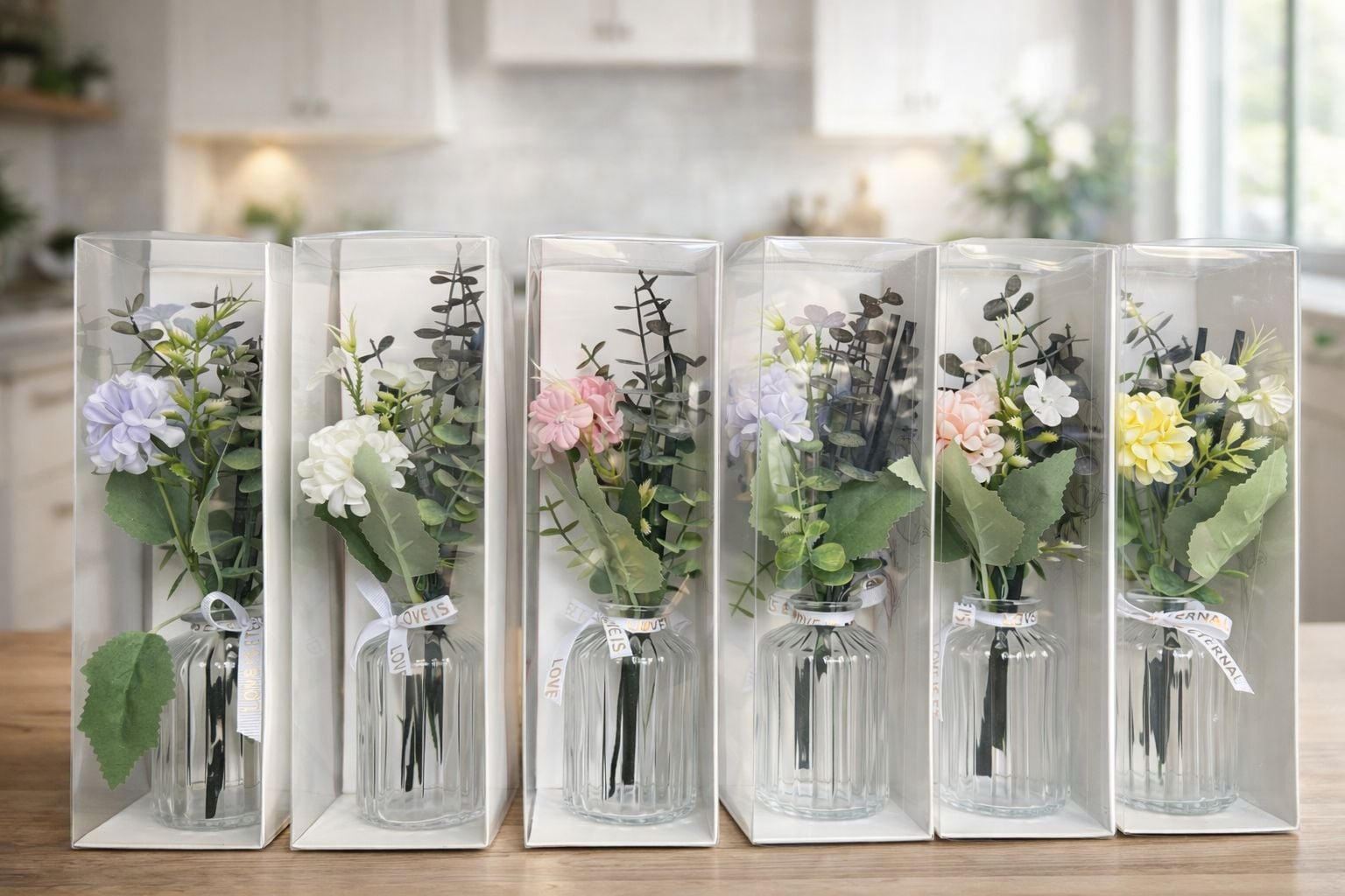 Tohana Oda Kokusu Seti 50 Ml Cam Şişe Lily-Rose-Levander-Sakura-Jasmine-Ocean Beyaz