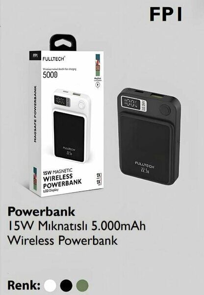 Fulltech Powerbank Wireless 15W Mıknatıslı 5.000mAh