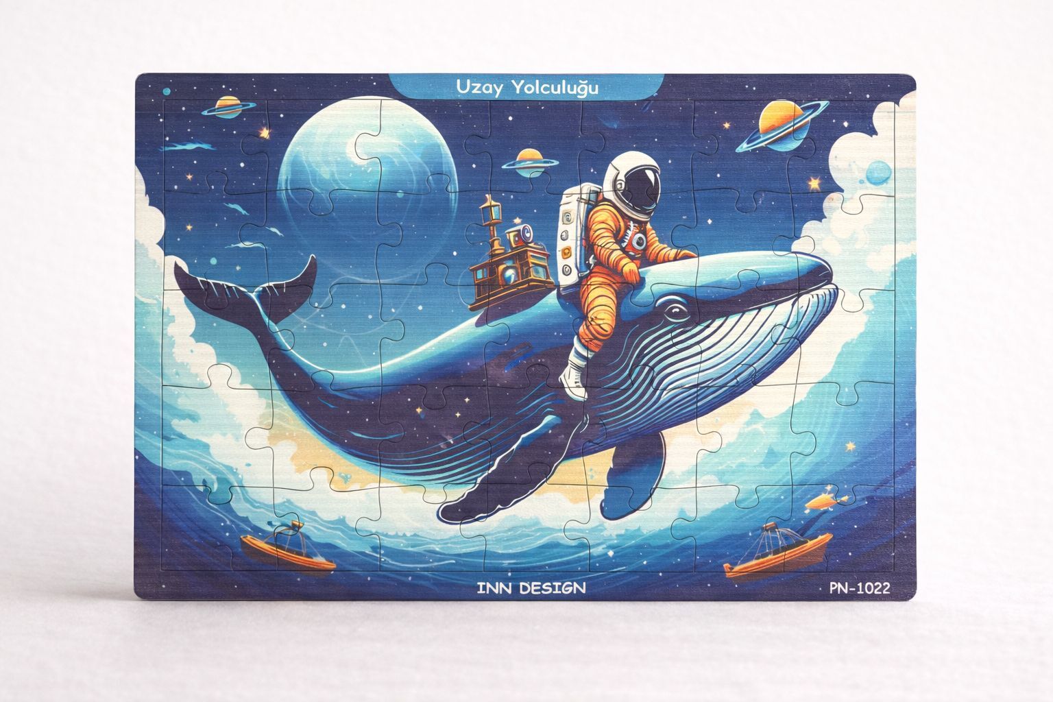 Inn Design 35 Parça Ahşap Puzzle Uzay Yolculuğu Karışık Renkli