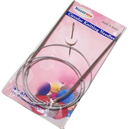 Nazarone 100 Cm Çelik Misinalı Örgü Şişi 2.5 Mm