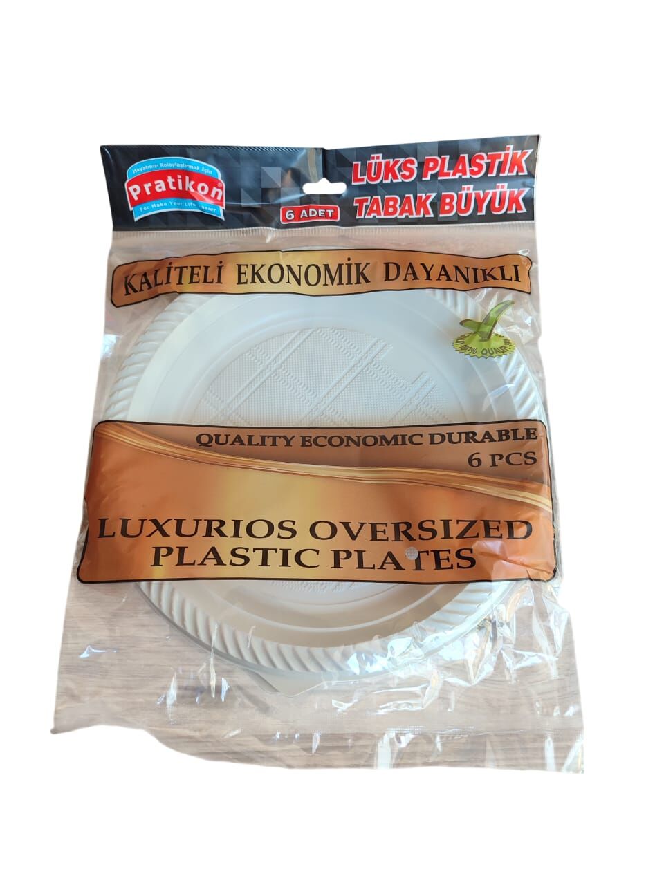 Pratikon Plastik Tabak Büyük 6 Lı Krem