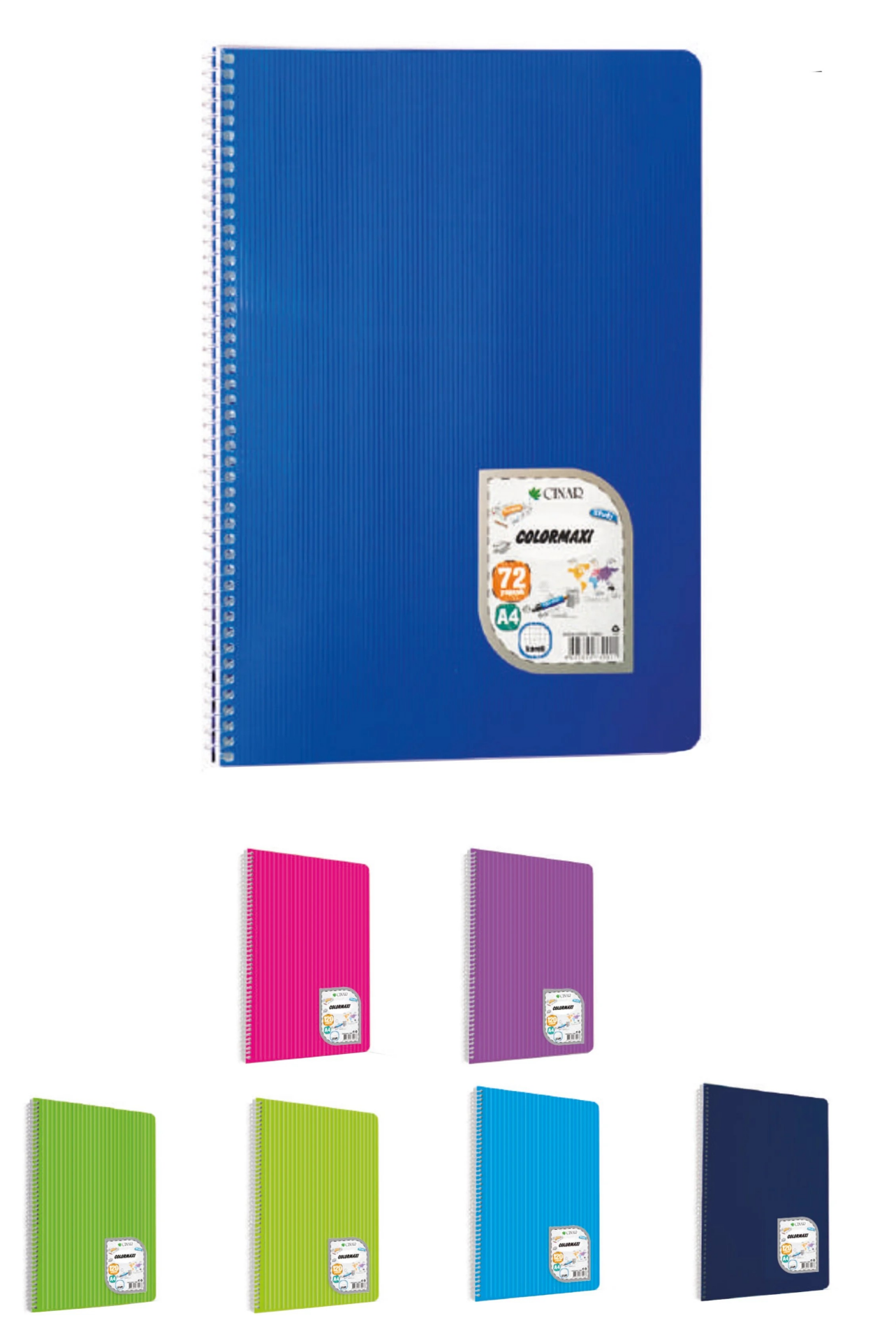 Çınar 72 Yaprak Kareli Defter Küçük Boy Pp Kapak Karışık Renkli