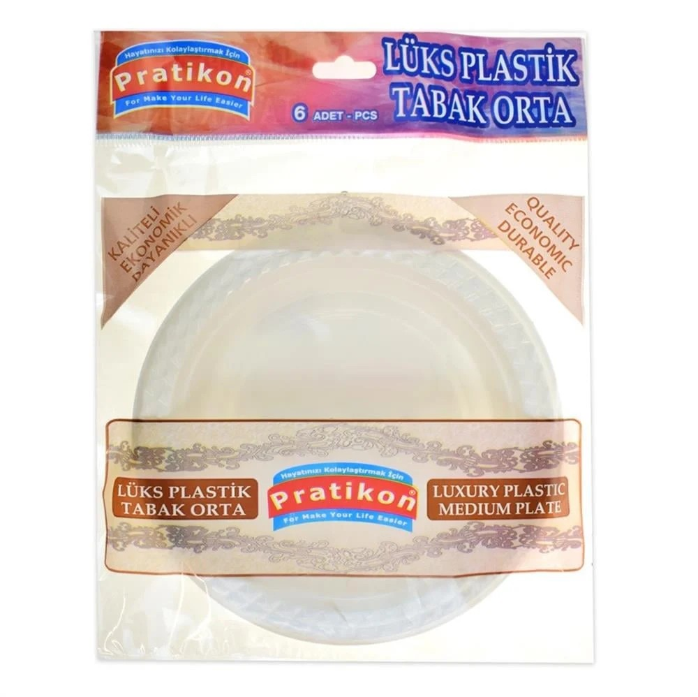 Pratikon Plastik Tabak Orta 6 Lı Beyaz