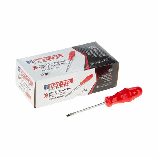 Baytec Tornavida Düz 5X100mm Kırmızı