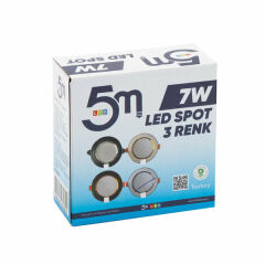 5M Led Spot (3 Renk)  Kasa 7 W Beyaz
