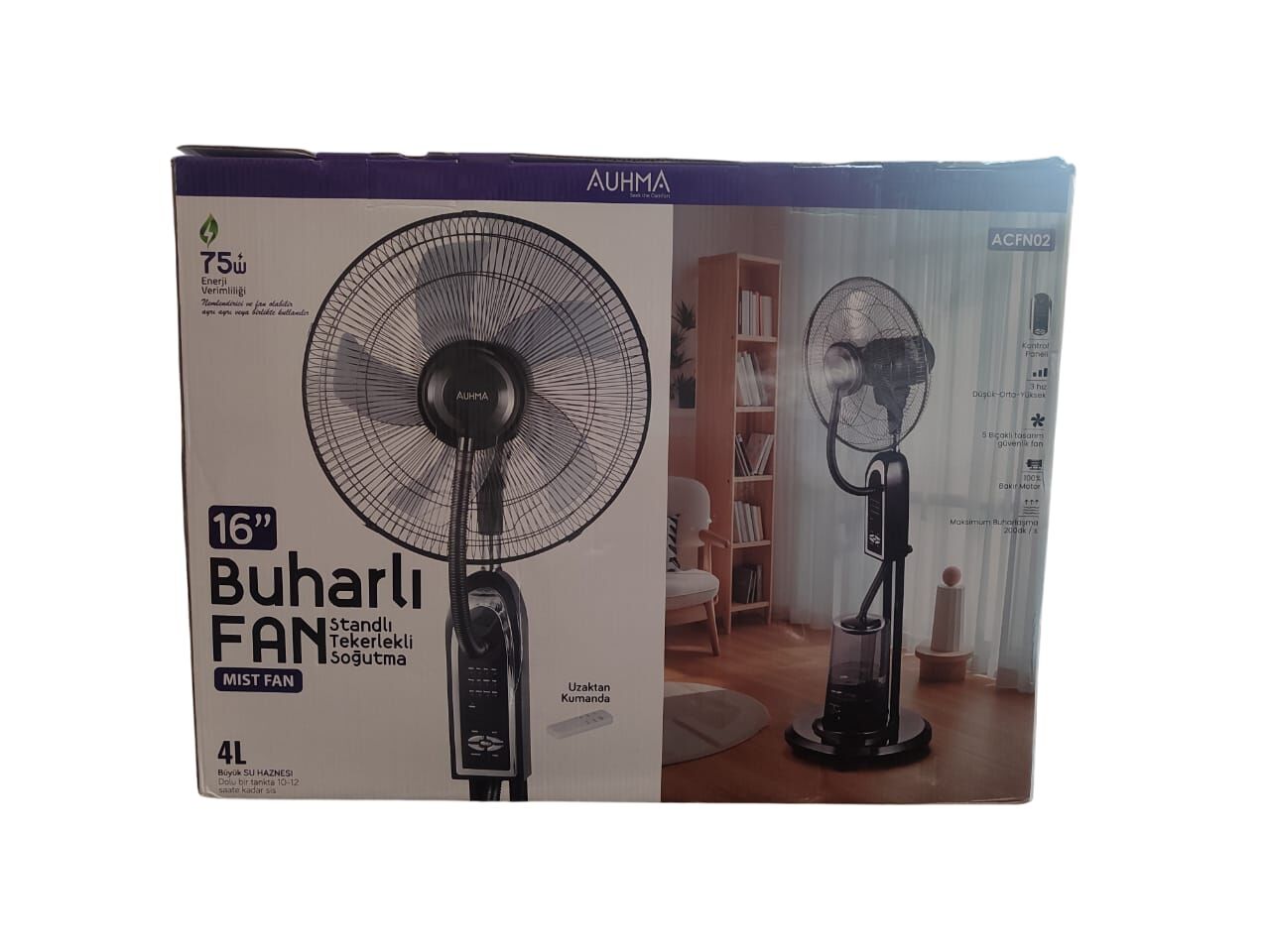Auhma Acfn02 Buharlı Vantilatör Siyah