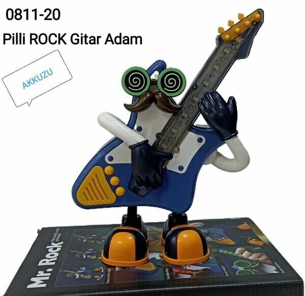 Akkuzu Gitar Yürüyen Pilli Sesli Işıklı Mr. Rock Kutulu