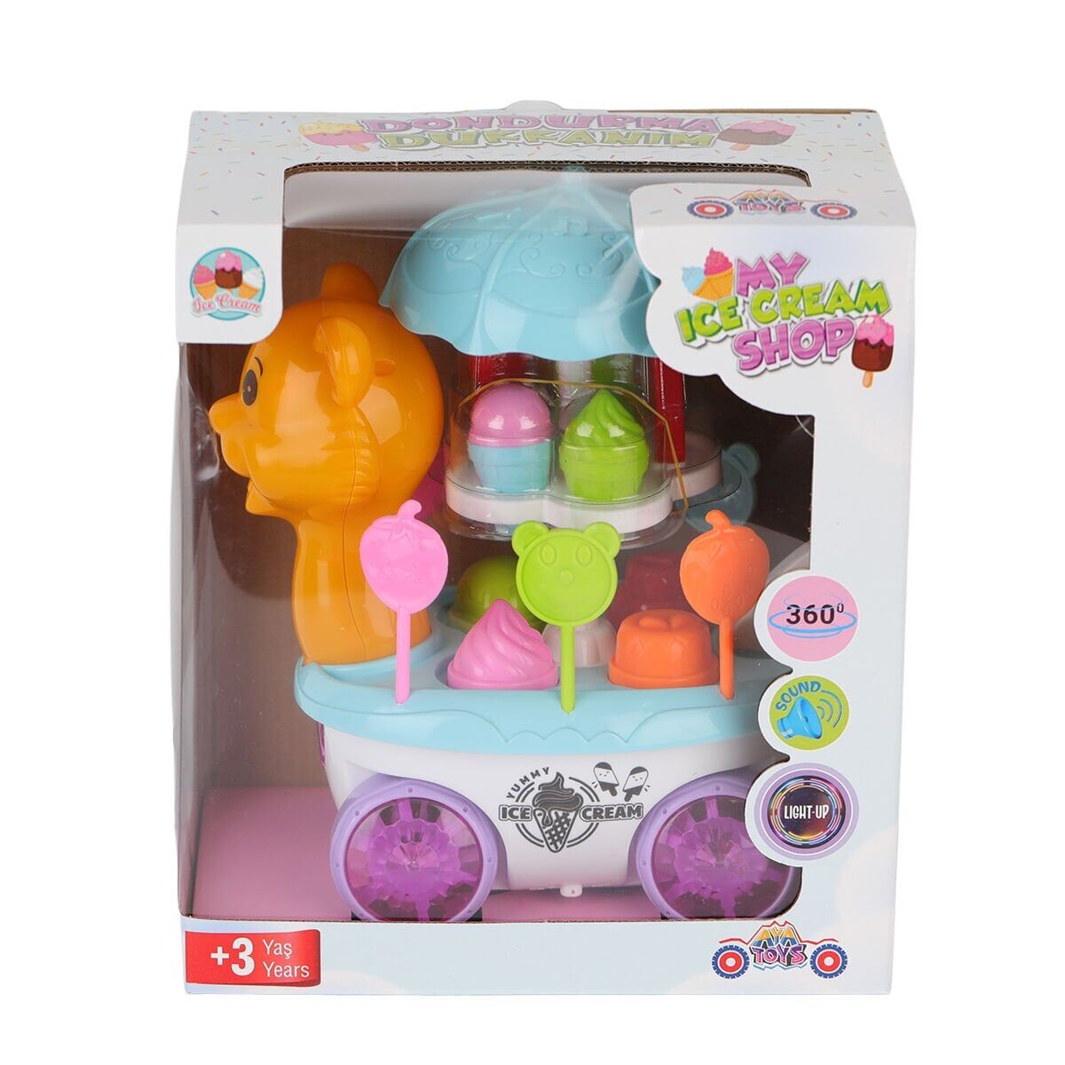 Aya Toys İnek Sevimli Dondurma Arabası Sesli Işıklı Pilli Sarı