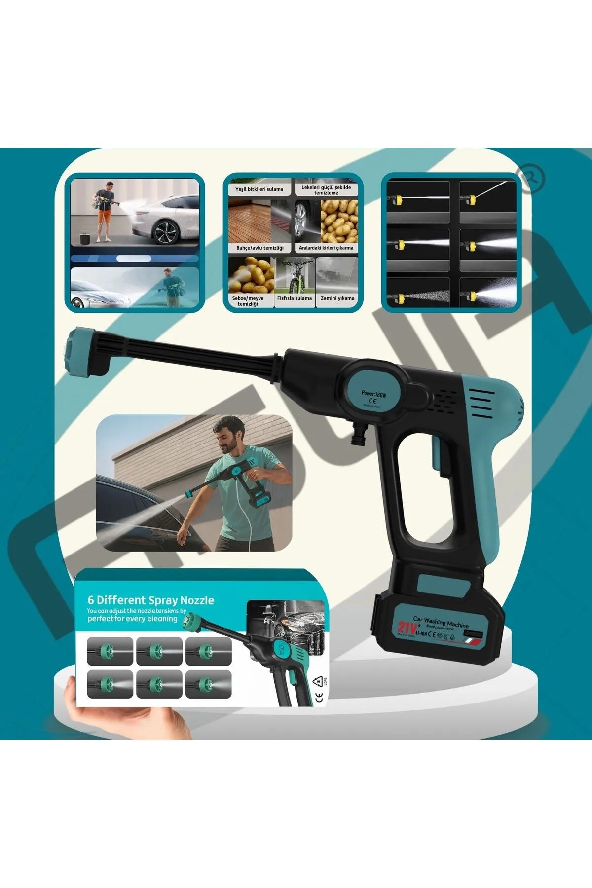 Auhma Acr-02 Akülü Basınçlı Araç Yıkama Tabancası