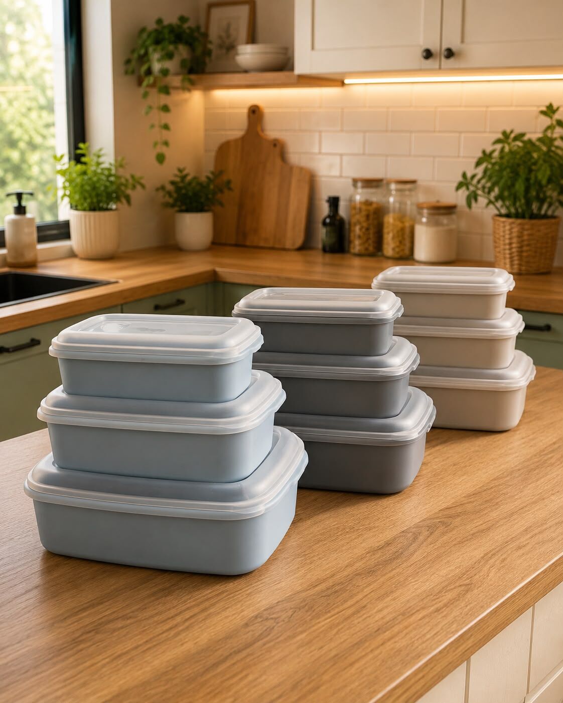 Moi Dikdörtgen 3 Lü Mikrodalga Saklama Kabı