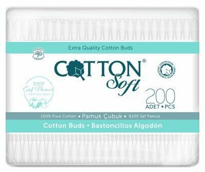 Cotton Soft Kulak Çöpü Pamuğu Kare 200'Lü