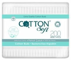 Cotton Soft Kulak Çöpü Pamuğu Kare 200'Lü