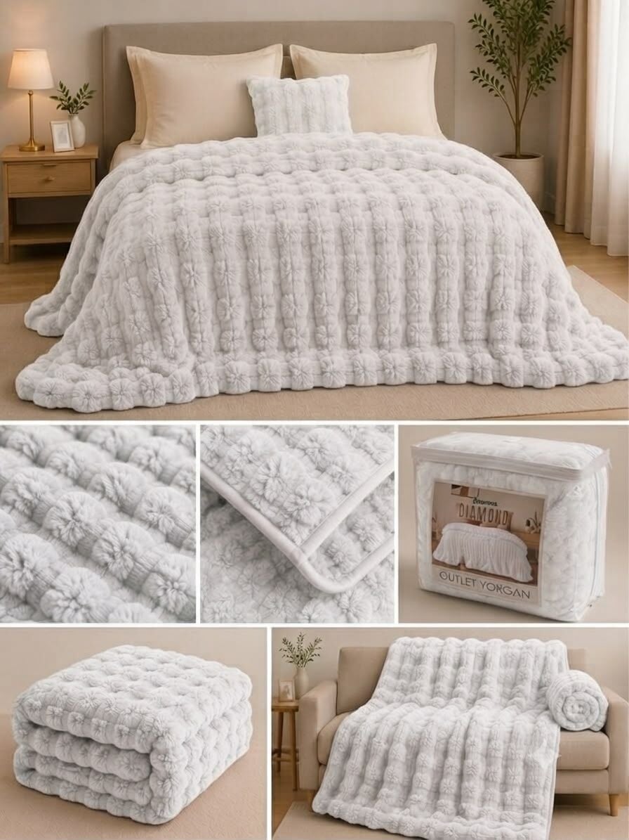 Merinos Outlet Diamond Bubble Yorgan 220 X 240 Cm Beyaz