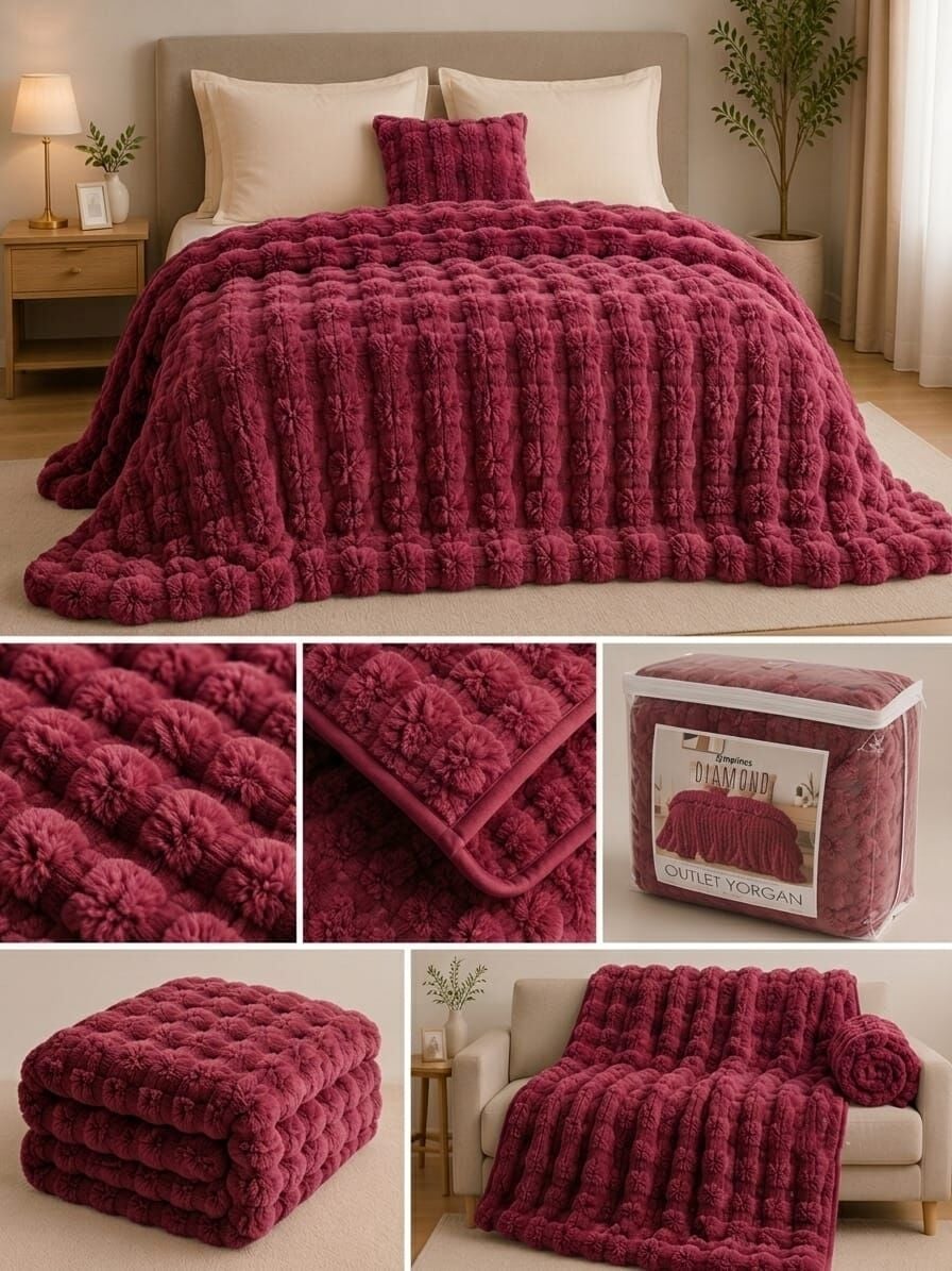 Merinos Outlet Diamond Bubble Yorgan 220 X 240 Cm Bordo