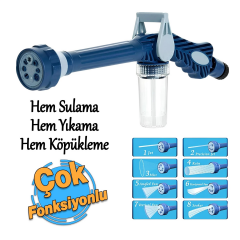Dmax Sulama ve Yıkama Tabancası 8 Fonksiyonlu Hazneli Mavi