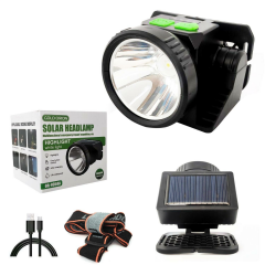 Gold Orion Kafa Feneri Şarjlı Solar Kutulu 9958A Siyah