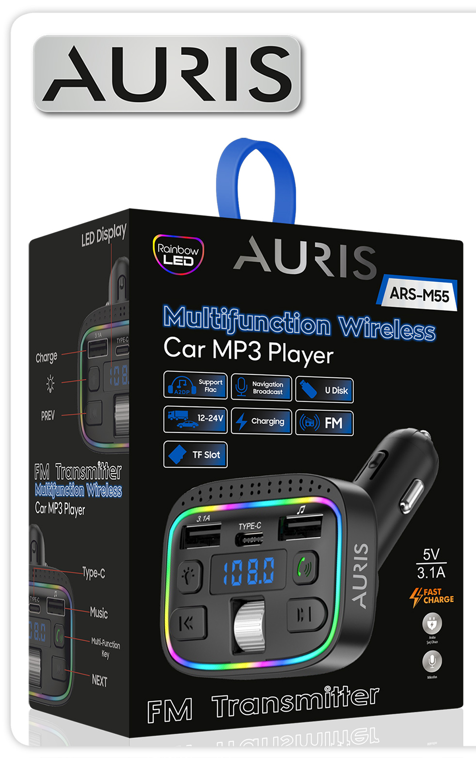 Auris Fm Car Modülatör ARS-M55 Siyah