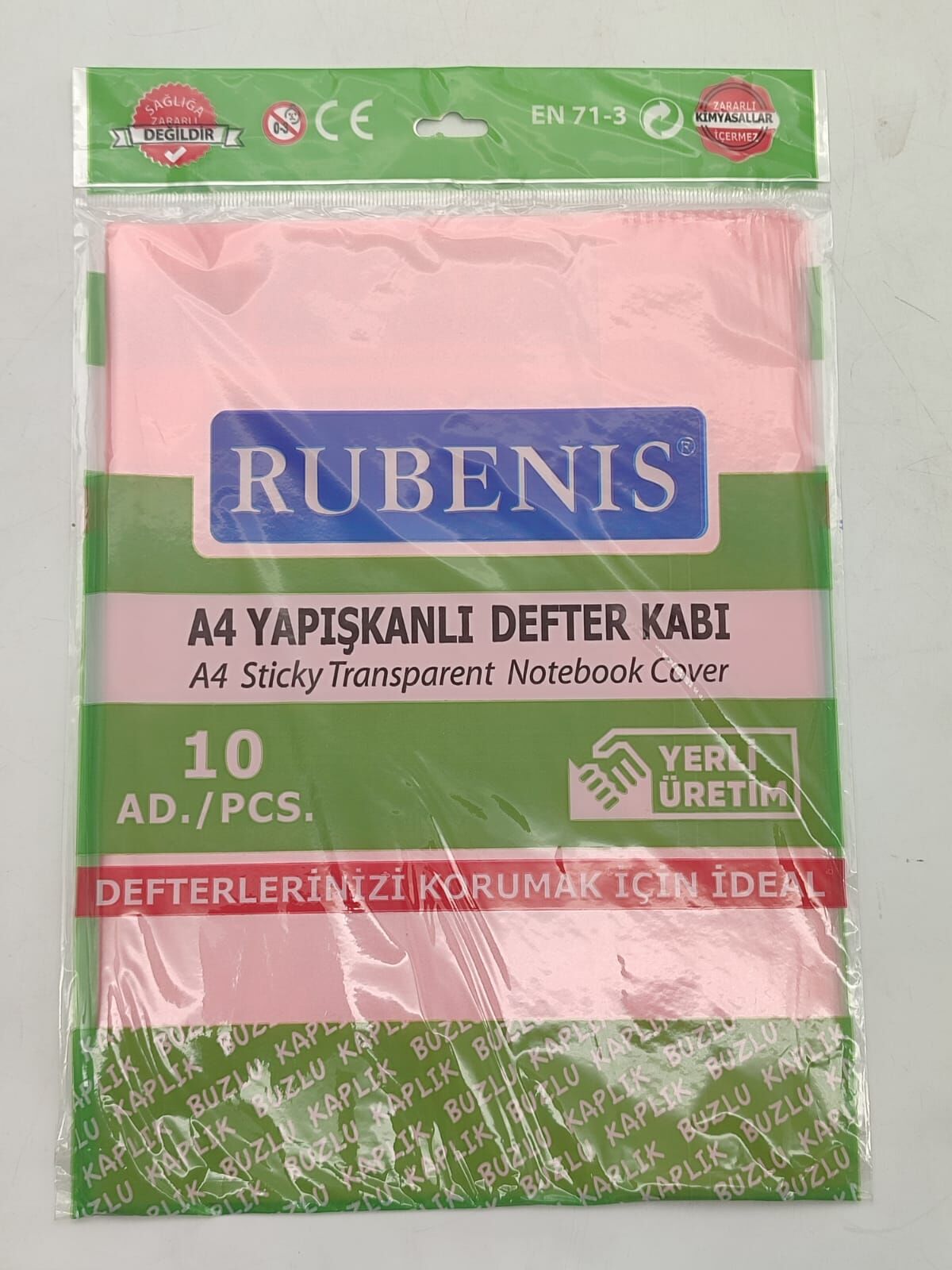 Rubenis Defter Kabı Yapışkanlı A4 Buzlu 10 Lu Kırmızı